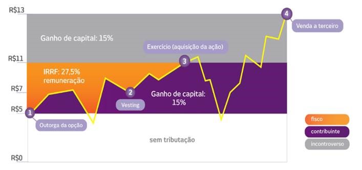 gráfico com dados de stock option