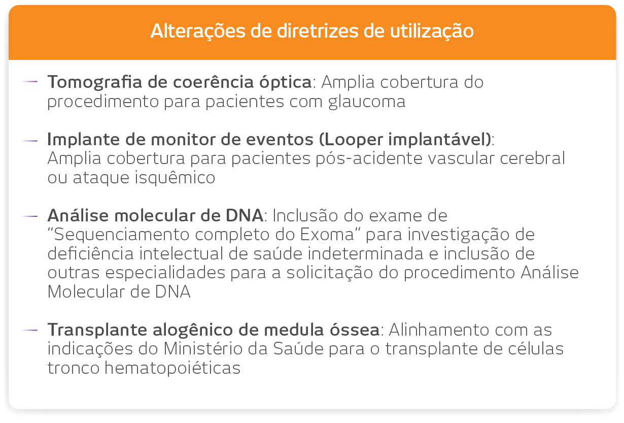 tabela alterações de diretrizes de utilização