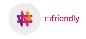 logotipo do mfriendly nas cores rosa, laranja e roxo