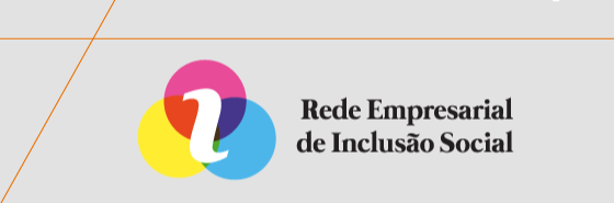 logotipo da rede empresarial de inclusão social nas cores rosa, amarelo e azul
