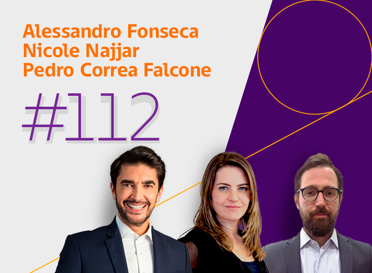 Montagem com os nomes Alessandro Fonseca, Nicole Najjar e Pedro Correa Falcone, com suas fotos: um homem branco vestido de terno preto, uma mulher branca com blusa preta e um homem branco com barba e terno cinza