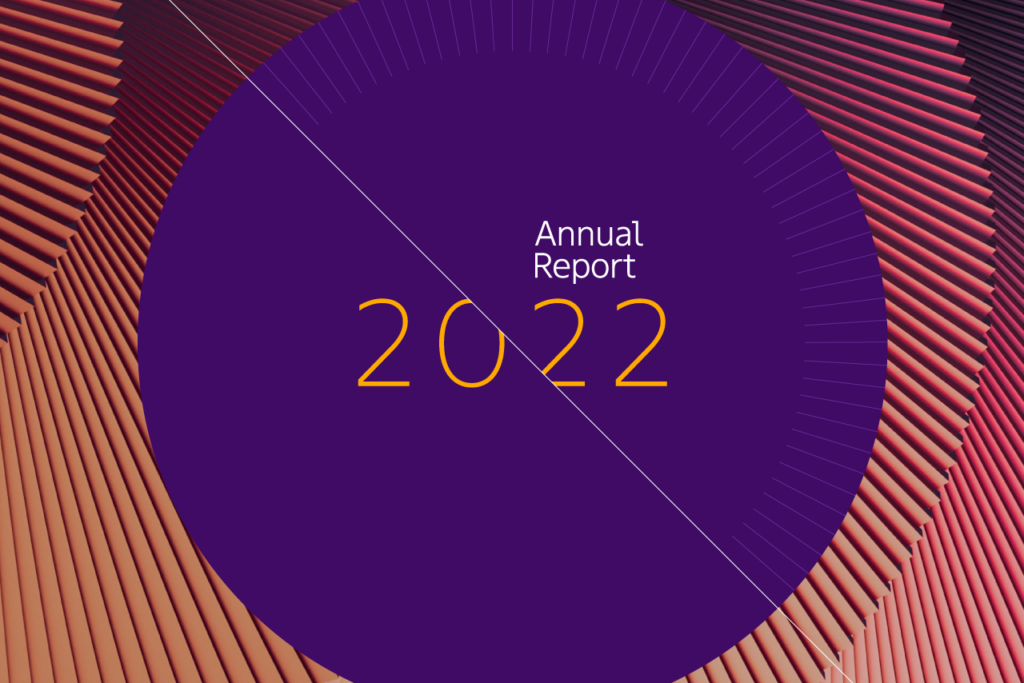 Banner for Mattos Filho's 2022 annual report, informing that the material is now available.