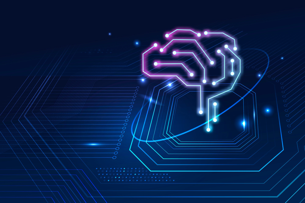 Conceito de transformação digital de fundo de cérebro de tecnologia de IA