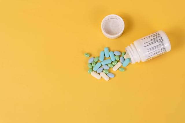 Frasco de medicamentos.